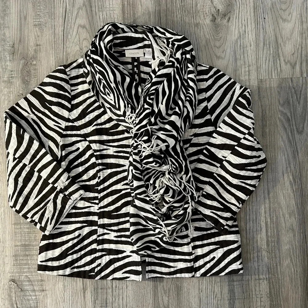 Chico Zebra‎ Jacket Sz 2 and Grace Adele Zebra Accessory Scarf